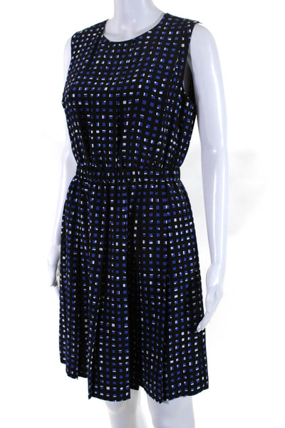 Kate Spade Womens Silk Sleeveless Geometric Print A Line Dress Black Size Size 6
