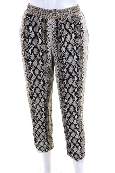 Joie Women's Elastic Waist Straight Leg Snake Print Pant Beige Size XS