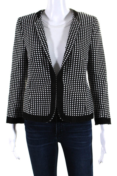 Akris Punto Women's Round Neck Long Sleeves Open Front Polka Dot Blazer Size 8