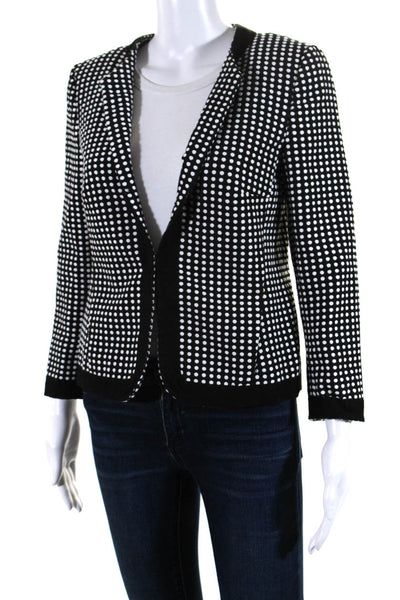 Akris Punto Women's Round Neck Long Sleeves Open Front Polka Dot Blazer Size 8