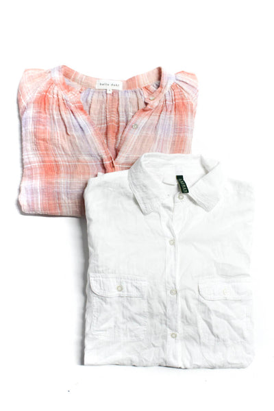 Bella Dahl Lauren Ralph Lauren Womens Plaid Blouses Orange White Size S L Lot 2