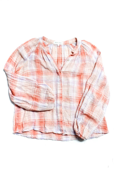 Bella Dahl Lauren Ralph Lauren Womens Plaid Blouses Orange White Size S L Lot 2