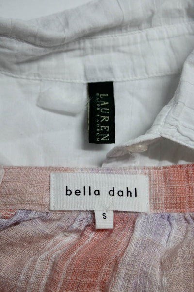 Bella Dahl Lauren Ralph Lauren Womens Plaid Blouses Orange White Size S L Lot 2