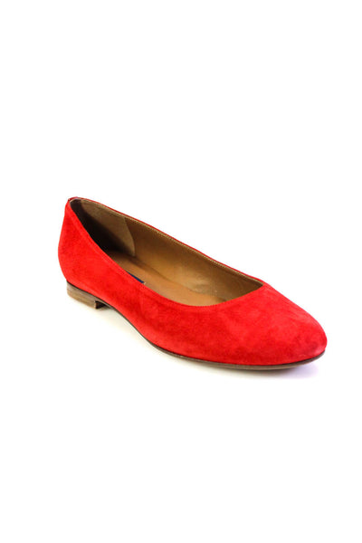 Margaux Womens Slip On Round Toe Classic Ballet Flats Poppy Red Suede Size 39.5N