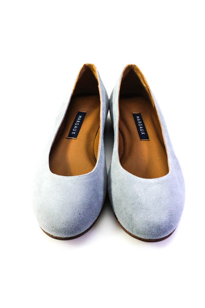 Margaux Womens Slip On Round Toe Classic Ballet Flats Slate Gray Suede Size 33