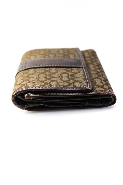 Coach Womens Brown Canvas Printed Tri-Fold Card Holder Wallet