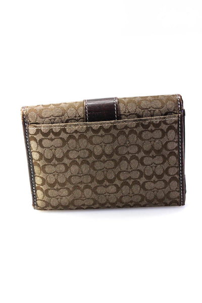 Coach Womens Brown Canvas Printed Tri-Fold Card Holder Wallet