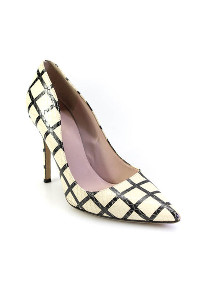 Kate Spade New York Womens Snake Embossed Check Stiletto Pumps White Size 7B