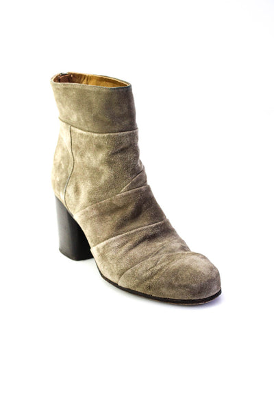 Alberto Fermani Womens Back Zip Block Heel Booties Brown Suede Size 38