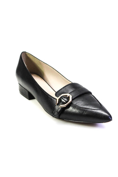 Cole Haan Womens Block Heel Pointed Toe Buckle Pumps Black Leather Size 8.5B