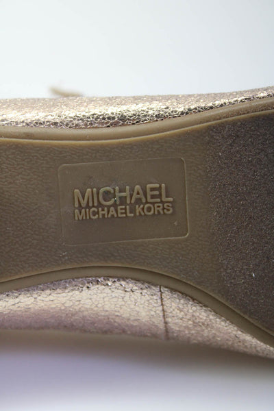 Michael Michael Kors Girls Kenyah Kay Metallic Ankle Strap Flats Rose Gold Sz 13