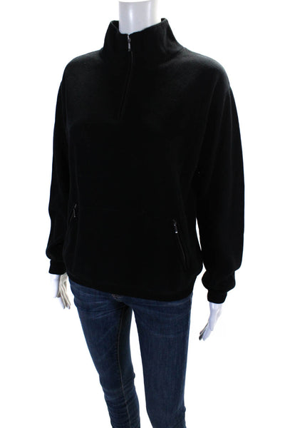 Belford Women's Mock Neck Long Sleeves Quarter Zip Pullover Sweater Black Size S