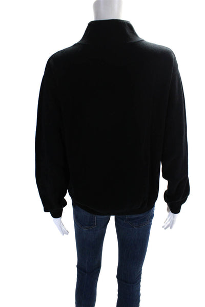 Belford Women's Mock Neck Long Sleeves Quarter Zip Pullover Sweater Black Size S