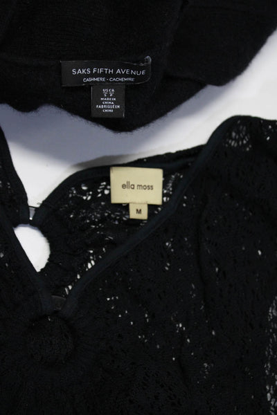 Ella Moss Saks Fifth Avenue Womens Open Knit Top Sweater Black Size S M Lot 2