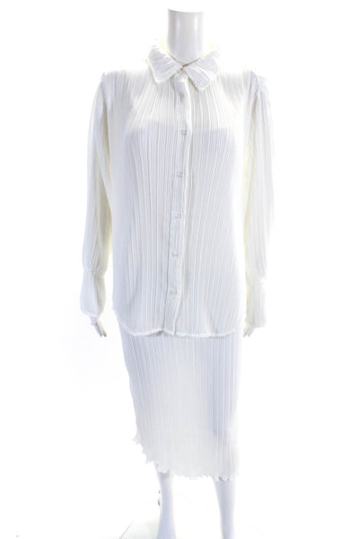 Good American Womens Pleated Long Tank Dress Button Up Top Set White Size 00