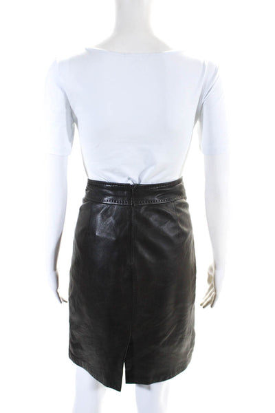 Elie Tahari Womens Leather Lined Back Zip Straight Pencil Skirt Black Size 6