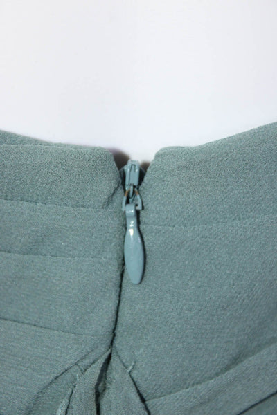 Monique Lhuillier Womens Silk Beaded Pleated Halter Maxi Dress Green Size M