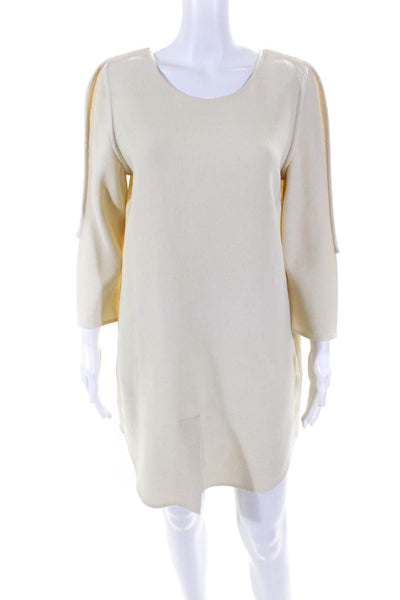 3.1 Phillip Lim Womens Wool Blend Round Neck Long Sleeve Dress Beige Size 8