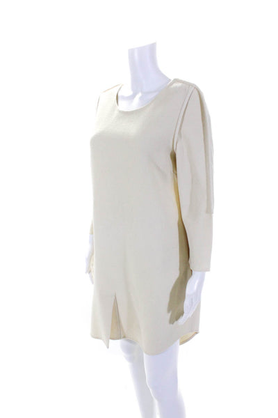 3.1 Phillip Lim Womens Wool Blend Round Neck Long Sleeve Dress Beige Size 8