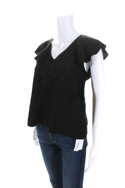 Zadig & Voltaire Womens Silk Short Sleeves Blouse Black Size Extra Small