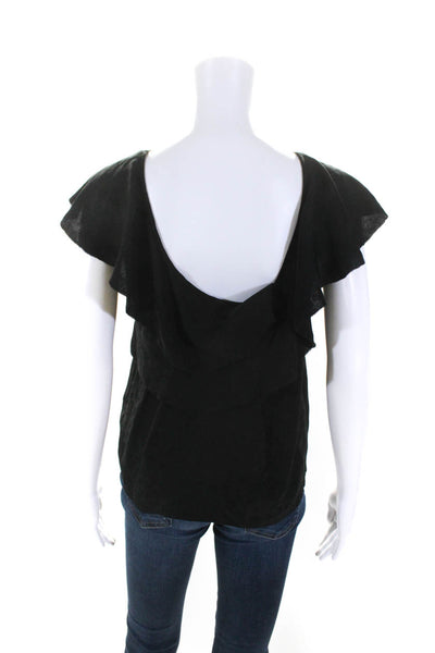 Zadig & Voltaire Womens Silk Short Sleeves Blouse Black Size Extra Small