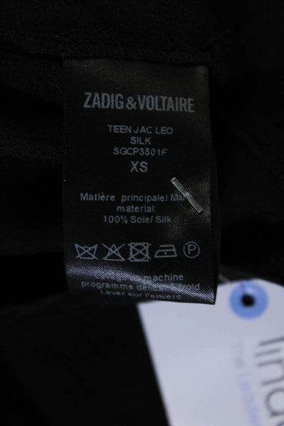 Zadig & Voltaire Womens Silk Short Sleeves Blouse Black Size Extra Small