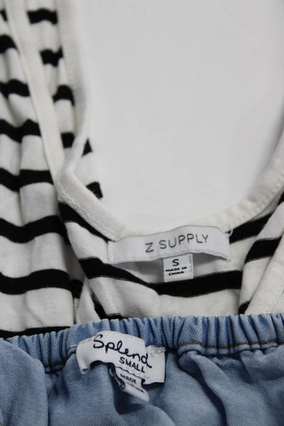 Z Supply Splendid Womens Scoop Neck Striped Romper White Size S Lot 2