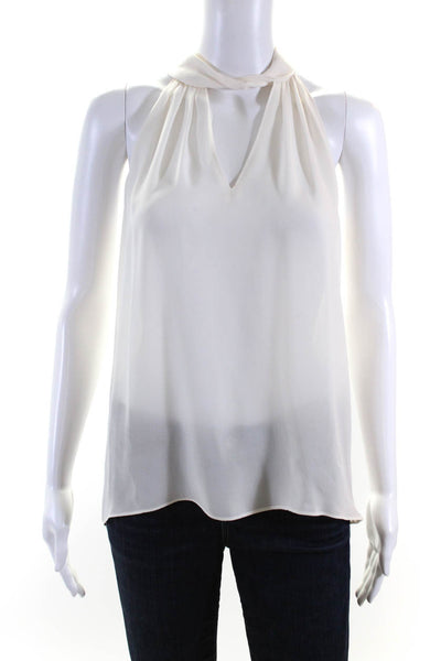 Ramy Brook Womens Silk V Neck Cutout Halter Blouse White Size S