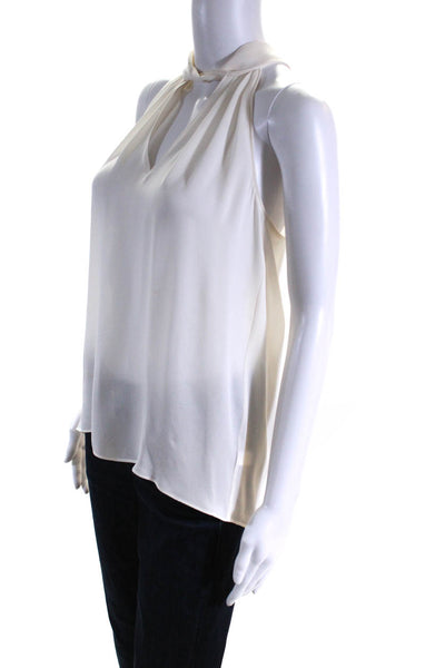 Ramy Brook Womens Silk V Neck Cutout Halter Blouse White Size S