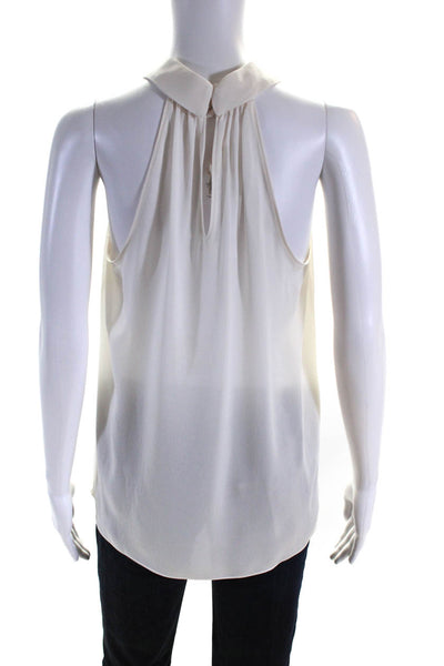 Ramy Brook Womens Silk V Neck Cutout Halter Blouse White Size S