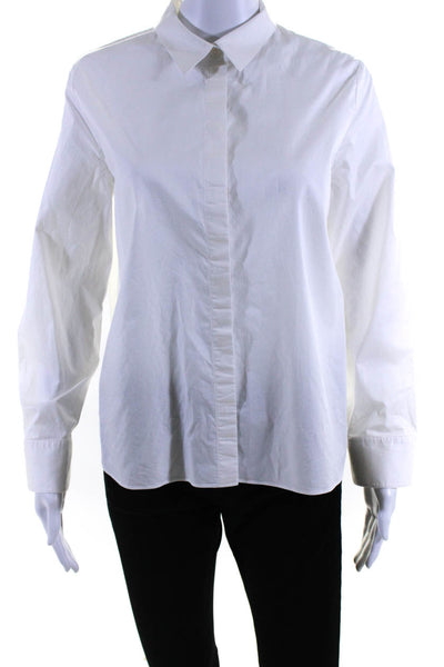 COS Womens Crew Neck Long Sleeves Button Down Shirt White Cotton Size 12