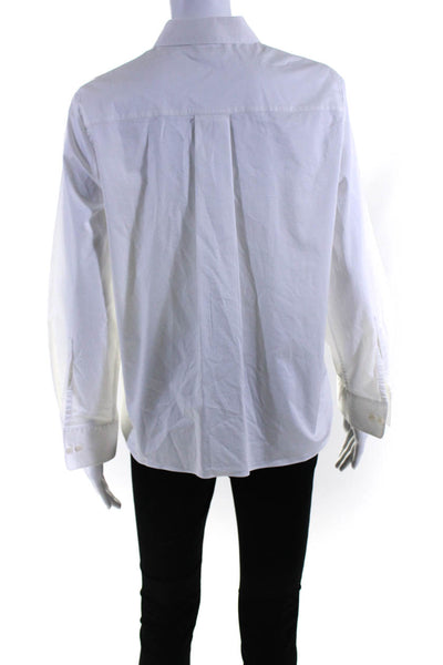 COS Womens Crew Neck Long Sleeves Button Down Shirt White Cotton Size 12