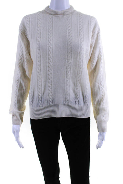 Naadam Womens Cashmere Cable Knit Turtleneck Sweater White Size Extra Extra Smal