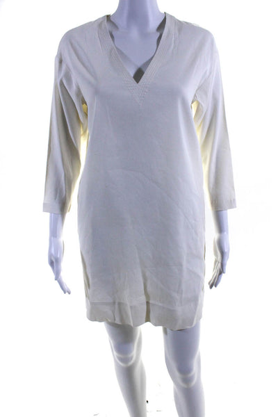 Theory Womens Linen Long Sleeves Tianhe Shirt Dress White Size Petite
