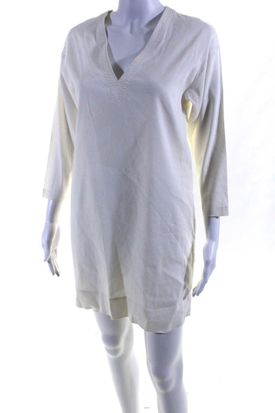 Theory Womens Linen Long Sleeves Tianhe Shirt Dress White Size Petite