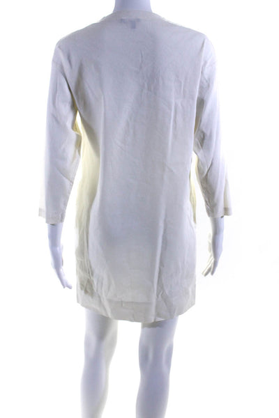 Theory Womens Linen Long Sleeves Tianhe Shirt Dress White Size Petite