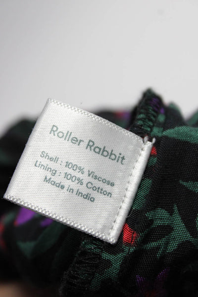 Roller Rabbit Womens Floral Short Sleeve Buttoned Jogger Jumpsuit Black Size S