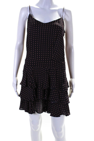 10 Crosby Derek Lam Womens Spotted Print Ruffled Hem Midi Dress Black Size 4