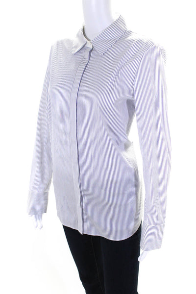 Lafayette 148 New York Women's Long Sleeves Button Down Stripe Shirt Size M