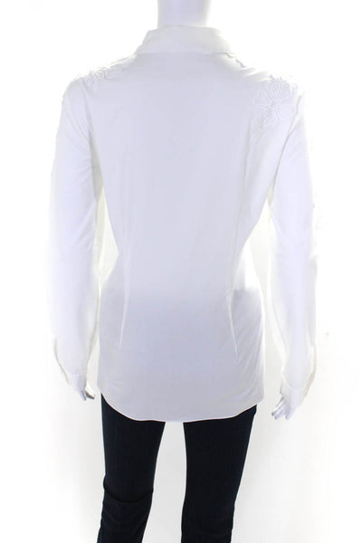 Elie Tahari Women's Collared Long Sleeves Button Shirt White Size M