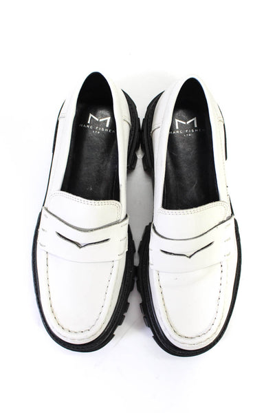 Marc Fisher LTD. Women's Round Toe Lug Sole Slip-On Loafers Shoe White Size 6