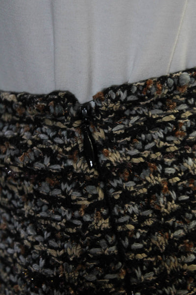 St. John Women's Zip Closure A-Line Tweed Mini Skirt Black Size 4