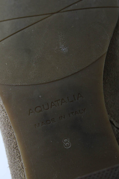 Aquatalia Women's Pointed Toe Suede Zip Closure Ankle Boot Beige Size 8