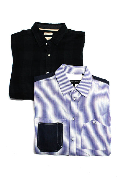 Rag & Bone Gild Collection Mens Striped Button Down Shirt Blue Size S M Lot 2