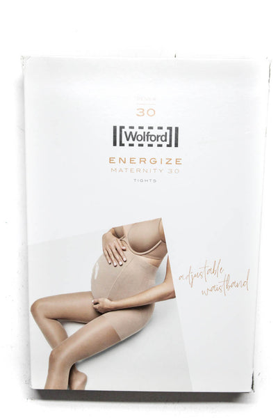 Wolford Womens Maternity Adjustable Waist Semi Sheer Tights Black Size S