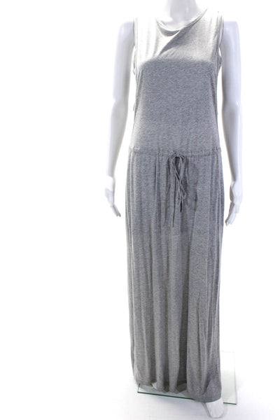 ALC Womens Sleeveless Scoop Neck Drawstring Side Slit Dress Gray Size Small