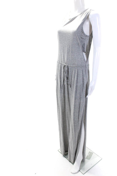 ALC Womens Sleeveless Scoop Neck Drawstring Side Slit Dress Gray Size Small