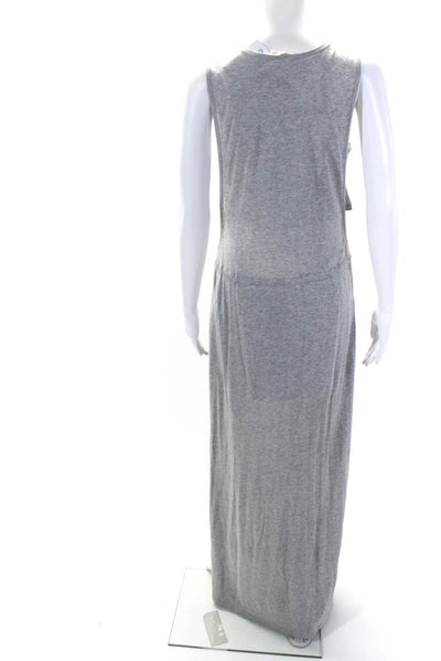 ALC Womens Sleeveless Scoop Neck Drawstring Side Slit Dress Gray Size Small