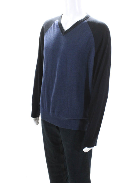 Martin + Osa Mens Long Sleeve V Neck Sweatshirt Blue Cotton Size Large