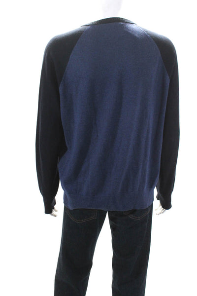 Martin + Osa Mens Long Sleeve V Neck Sweatshirt Blue Cotton Size Large